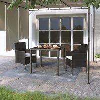 Garden Dining Set Poly Rattan and Tempered Glass