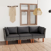 Garden Sofa with Cushions Poly Rattan