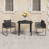 Garden Dining Set PVC Rattan Black