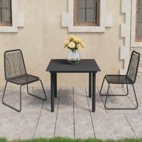 Garden Dining Set PVC Rattan Black