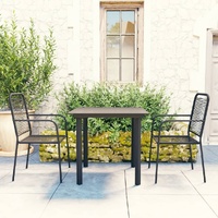 Garden Dining Set Black Glass and Steel