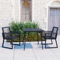 Outdoor Dining Set PVC Rattan Black