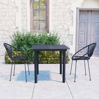 Outdoor Dining Set PVC Rattan Black