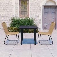 Outdoor Dining Set Poly Rattan and Glass