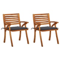 Garden Dining Chairs with Cushions Solid Acacia Wood