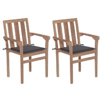 Garden Chairs with Cushions Solid Teak Wood