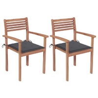 Garden Chairs with Cushions Solid Teak Wood