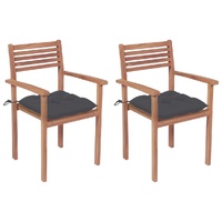 Garden Chairs with Anthracite Cushions Solid Teak Wood