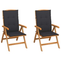 Garden Chairs with Cushions Solid Teak Wood