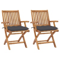 Garden Chairs with Cushions Solid Teak Wood