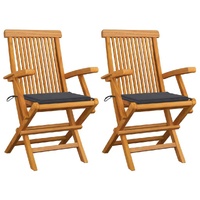 Garden Chairs with Cushions Solid Teak Wood