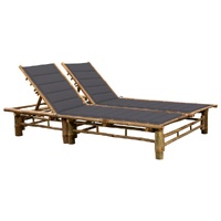 2-Person Sun Lounger with Cushions Bamboo