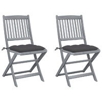 Folding Outdoor Chairs with Cushions Solid Acacia Wood