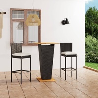 Garden Bar Set with Cushions Poly Rattan