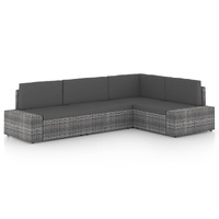 Garden Lounge Set with Cushions Grey Poly Rattan