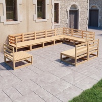 10 Piece Garden Lounge Set Solid Pinewood