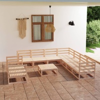 10 Piece Garden Lounge Set Solid Pinewood