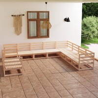 10 Piece Garden Lounge Set Solid Pinewood