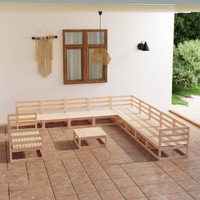 12 Piece Garden Lounge Set Solid Pinewood