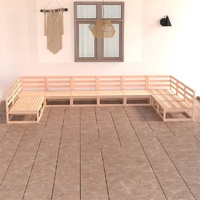 10 Piece Garden Lounge Set Solid Pinewood