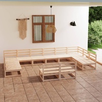 12 Piece Garden Lounge Set Solid Pinewood