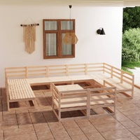 12 Piece Garden Lounge Set Solid Pinewood