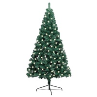 Artificial Half Christmas Tree with LED&Stand Green PVC