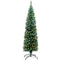 Slim Artificial Christmas Tree with LEDs&Stand Green PVC