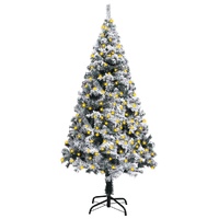 Artificial Christmas Tree with LEDs&Flocked Snow Green