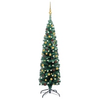 Slim Artificial Christmas Tree with LEDs&Ball Set