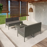 Garden Lounge Set with Cushions Poly Rattan Grey