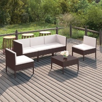 Garden Lounge Set with Cushions Poly Rattan Brown