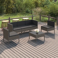 Garden Lounge Set with Cushions Poly Rattan Grey