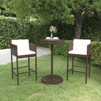 Garden Bar Set with Cushions Poly Rattan