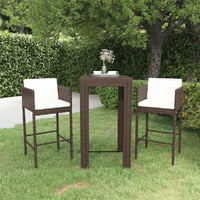 Garden Bar Set with Cushions Poly Rattan