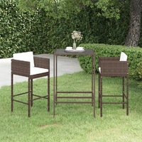 Garden Bar Set with Cushions Poly Rattan