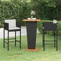 Garden Bar Set with Cushions Poly Rattan