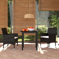 Garden Dining Set with Cushions Poly Rattan