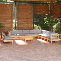 12 Piece Garden Lounge Set with Cushions Solid Pinewood