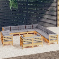 14 Piece Garden Lounge Set with Cushions Solid Pinewood