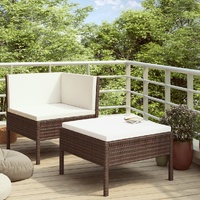 2 Piece Garden Lounge Set with Cushions Poly Rattan