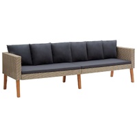 Garden Sofa with Cushions Poly Rattan