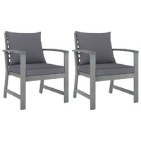 Garden Chairs 2 pcs with Cushions Solid Acacia Wood