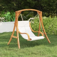 Swing Chair with Cushion Bent Wood with Teak Finish