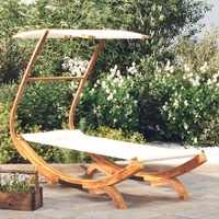 Outdoor Lounge Bed with Canopy Solid Bent Wood