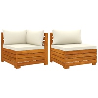 2 Piece Garden Lounge Set with Cushions Solid Acacia Wood