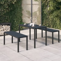 3 Piece Garden Dining Set Steel and WPC