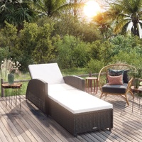 Sun Lounger with Cushion Poly Rattan