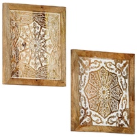 Hand-Carved Wall Panels 2 pcs Solid Mango Wood