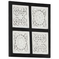 Hand-Carved Wall Panel MDF Black and White